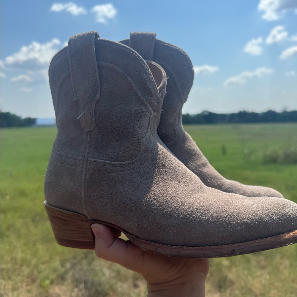 Tecovas Suede Ankle Boots in Light Tan